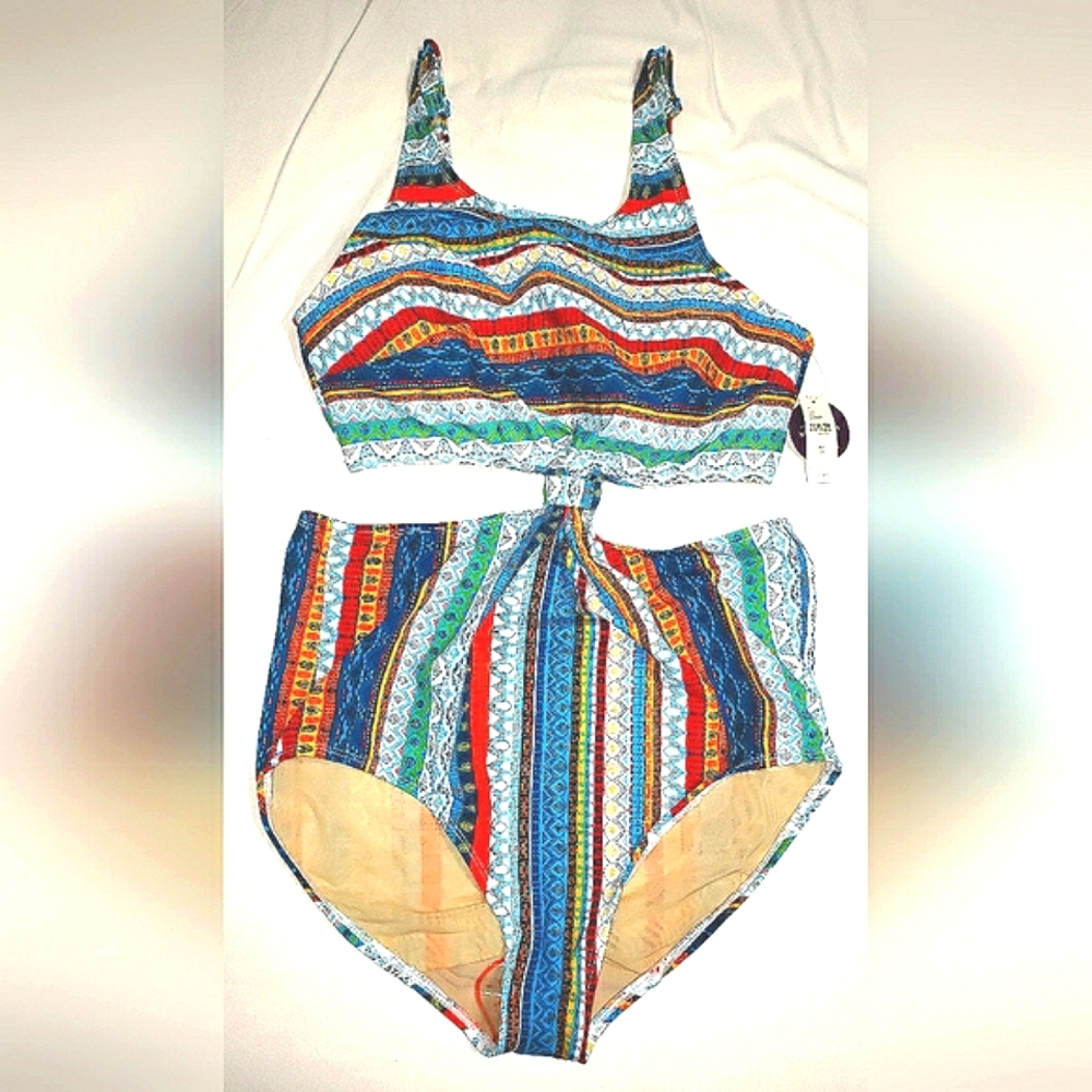 Cacique Swim Boho Tribal Print Monokini Size 16 NWT